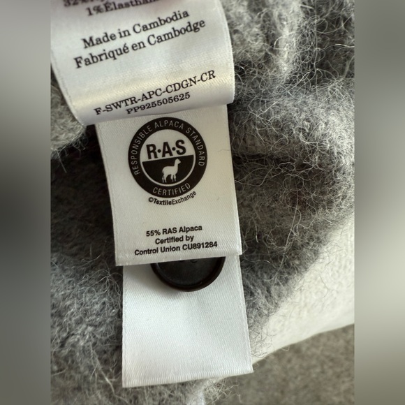 Everlane Women’s Crew Cardigan Alpaca Wool Buttons Gray Grey Sz XL - Picture 11 of 13